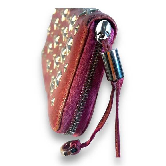 JIMMY CHOO red  & Silver Tone Star Studded Wallet with Authentication Card 💕 - Picture 4 of 15